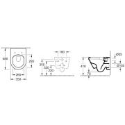WC závěsné Villeroy & Boch Omnia Architectura 4687R001. Technický nákres 