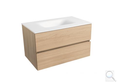 Koupelnová skříňka s umyvadlem bílá mat Naturel Verona 66x51,2x52,5 cm světlé dřevo VERONA66BMSD 