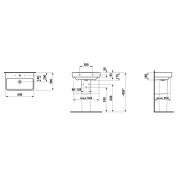 Umyvadlo Laufen Pro S otvor pro baterii uprostřed. technický nákres 2&nbsp;