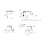WC s bidetem závěsné Vitra V CARE 1.1 basic dálkový ovladač, 5674B003-6193. technický nákres 