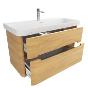 Koupelnová skříňka s umyvadlem SAT Fusion 97,5x53x45 cm dub medový mat SATFUSION2100DMMWB. obr. 2 