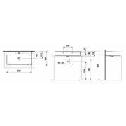 Nábytkové umyvadlo Laufen Living City 80x46 cm otvor pro baterii uprostřed H8174370001041. Technický nákres 
