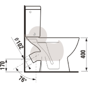 WC kombi komplet stojící Jika Lyra plus šikmý odpad H8263840002413. Technický nákres (2)&nbsp;