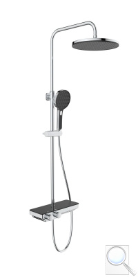 Sprchový systém SAT na stěnu s termostatickou baterií černá/chrom SATSSTPBCHC. obr. 1