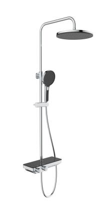 Sprchový systém SAT na stěnu s termostatickou baterií černá/chrom SATSSTPBCHC