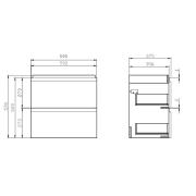 Koupelnová skříňka s umyvadlem Cersanit Dormo 60x37,5x62 cm bílá lesk SIKONCMO004BL. Technický nákres 1&nbsp;