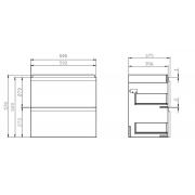Koupelnová skříňka s umyvadlem Cersanit Dormo 60x37,5x62 cm bílá lesk SIKONCMO004BL (Technický nákres 1)