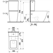 WC pouze nádrž Jika Pure H8284230002811. technický nákres 