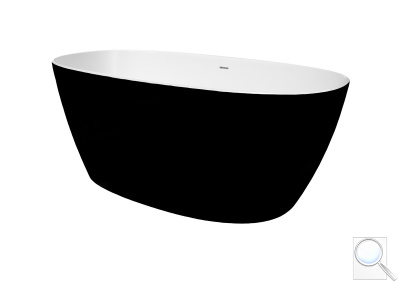 Volně stojící vana SAT Aula 160x78,7 cm litý mramor levá i pravá černo/bílá SATAULA1600C. obr. 1