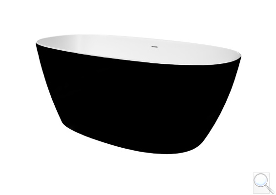 Volně stojící vana SAT Aula 160x78,7 cm litý mramor levá i pravá černo/bílá SATAULA1600C. obr. 1