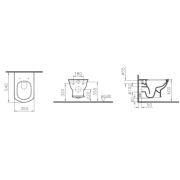 WC závěsné VitrA Valarte retro zadní odpad 7805-003-0075. technický nákres 
