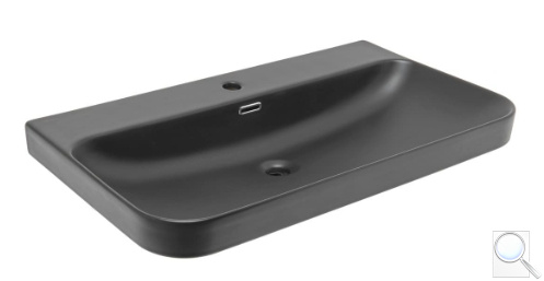 Nábytkové umyvadlo SAT Fusion 81x46 cm černá matná, otvor pro baterii uprostřed SATFUS8046BKM. obr. 1