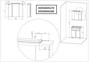 Zrcadlová skříňka s osvětlením Keramia Pro 70x65x18 cm KERAMIAG70 (Technický nákres)