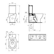 WC pouze nádrž Ideal Standard Tesi T356801. technický nákres