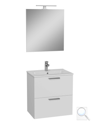 Koupelnová sestava s umyvadlem zrcadlem a osvětlením Vitra Mia 59x61x39,5 cm bílá lesk MIASET60B. obr. 1