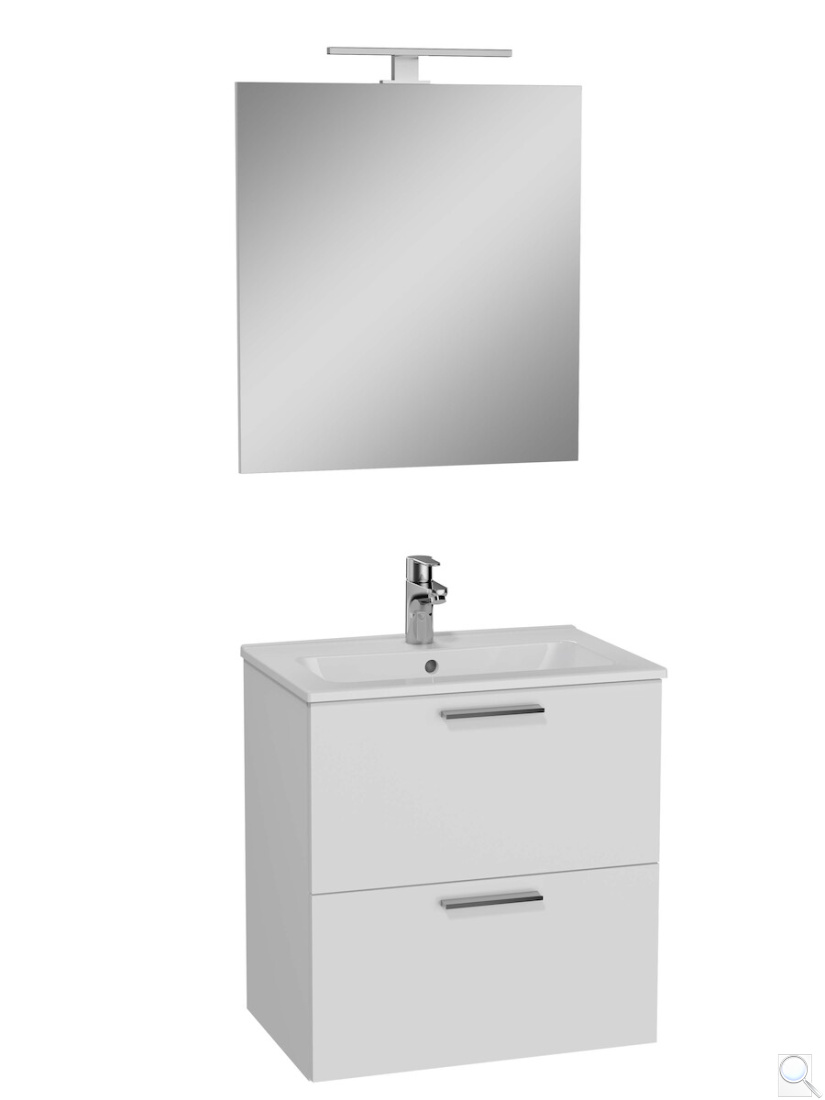 Koupelnová sestava s umyvadlem zrcadlem a osvětlením Vitra Mia 59x61x39,5 cm bílá lesk MIASET60B. obr. 1