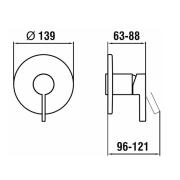 Sprchová baterie Laufen KARTELL BY LAUFEN bez podomítkového tělesa chrom H3313360040001. technický nákres&nbsp;