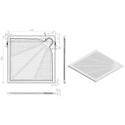 Sprchová vanička čtvercová z litého mramoru (LIMCC). Technický nákres 1