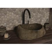 Umyvadlo na desku SAT Purity kámen bez otvoru pro baterii, bez přepadu SATSTONE. obr. 8&nbsp;