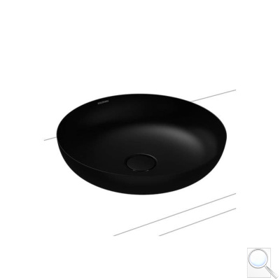Umyvadlo na desku Kaldewei Miena 38x38 cm, Miena 3180 45x45 cm matná černá bez otvoru pro baterii, bez přepadu. 