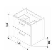 Koupelnová skříňka pod umyvadlo Jika Lyra Plus Viva 54x41,6x55 cm bílá H40J3844023001. technický nákres&nbsp;