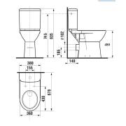 WC kombi komplet Jika Deep zadní odpad SIKOSJOLZB23616. Technický nákres 