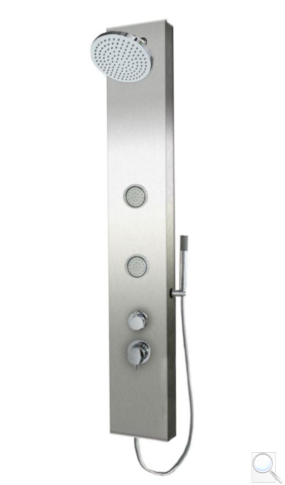 Sprchový panel SIKO na stěnu i do rohu s pákovou baterií nerez PRIMESHOWER. 