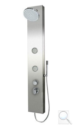 Sprchový panel SIKO na stěnu i do rohu s pákovou baterií nerez PRIMESHOWER. 