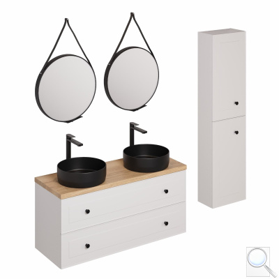 Koupelnová sestava s umyvadlem včetně umyvadlové baterie, vtoku a sifonu Naturel Forli bílá KSETFORLI4. obr. 1