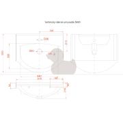 Koupelnová skříňka s umyvadlem Keramia Pro 60x50 cm bílá PRO60Z. Technický nákres 1 
