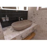 Umyvadlo na desku SAT Cemento 65x35 cm písková mat bez otvoru pro baterii, bez přepadu CEM6535P. (4)