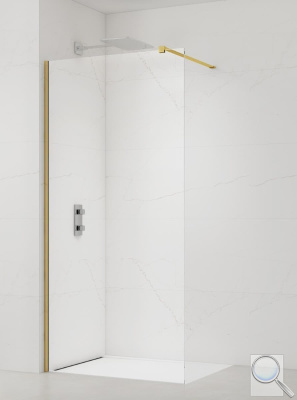 Sprchová zástěna Walk-in 90 cm SAT v barvě profilu zlatá lesk SATBWI90PRZ. obr. 1