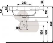 Umyvadlo Jika Deep 55x42 cm otvor pro baterii uprostřed H8126120001041 (Technický nákres 2)