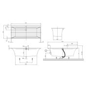 Obdélníková vana Villeroy & Boch Squaro 170x75 cm UBQ170SQE2DV-01. obr. 3&nbsp;