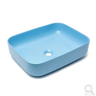 Umyvadlo na desku SAT Infinitio 50x39 cm modrá mat bez přepadu SATINF5039LBLM. obr. 1