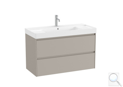 Koupelnová skříňka s keramickým umyvadlem Roca Ona 100x64,5x46 cm písková mat ONA1002ZPM. obr. 1