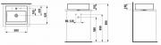 Umyvadlo na desku Laufen Living City 50x42,5 cm otvor pro baterii uprostřed H8114310001041 (Technický nákres)