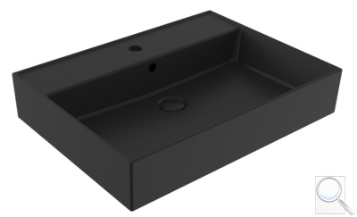 Umyvadlo SAT Infinitio 60,5x46,5 cm černá mat otvor pro baterii uprostřed SATINF6046BKM. obr. 1
