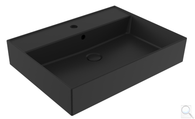 Umyvadlo SAT Infinitio 60,5x46,5 cm černá mat otvor pro baterii uprostřed SATINF6046BKM. obr. 1