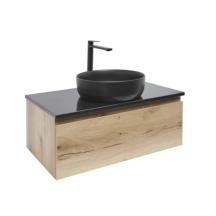 Koupelnová skříňka s keramickým umyvadlem a technickým kamenem SAT B-Way 79x30x45 cm dub BWAY80OAKTKUB