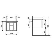 Koupelnová skříňka pod umyvadlo Laufen Pro 52x45x39 cm bílá H4830330954631. Technický nákres 