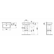 Umyvadlo Laufen Pro S 55x38 cm otvor pro baterii uprostřed H8189584001041. Technický nákres&nbsp;