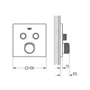 Termostat Grohe Smart Control s termostatickou baterií chrom 29124000. Technický nákres 