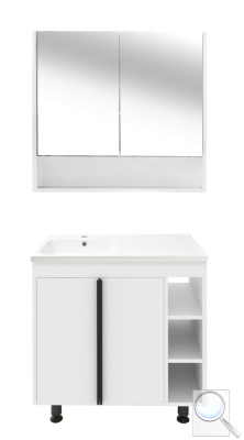 Koupelnová sestava s umyvadlem a zrcadlovou skříňkou Naturel Lucca 79x70x45 cm bílá lesk LUCCASET80W. obr. 1