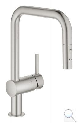 Dřezová baterie Grohe Minta s vytahovací sprškou, 2 proudy supersteel 32322DC2 obr. 1