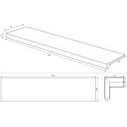 Schodová Tvarovka Rako Core sunrise béžová. Technický nákres