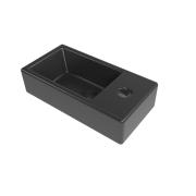 Umývátko SAT Brevis 40,5x20,5 cm černé otvor pro baterii vpravo SATBRE4020SRBKM. obr. 4 