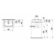 Umývátko Laufen Pro 45x34 cm otvor pro baterii uprostřed H8119520001041. Technický nákres&nbsp;