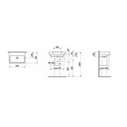 Umyvadlo Laufen Pro 55x38 cm bez otvoru pro baterii, bez přepadu H8189580001421. technický nákres&nbsp;