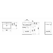 Nábytkové umyvadlo Laufen Living City 60x46 cm otvor pro baterii uprostřed H8174340001041. Technický nákres 